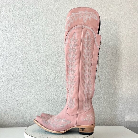 Lane LEXINGTON Over the Knee Womens Cowboy Boots 7 Pink Western Cowgirl Lace up - Picture 5 of 15